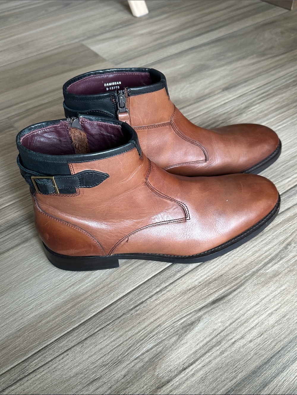 Ted Baker London Tan Leather Chukka Boots with Black Trim